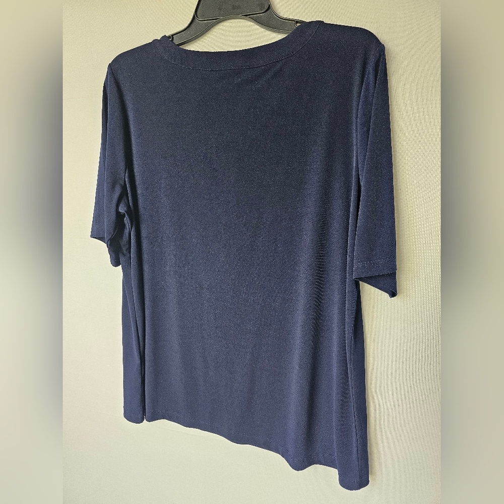 Susan Wraver Navy Short Sleeve Henley Top - Picture 8 of 16